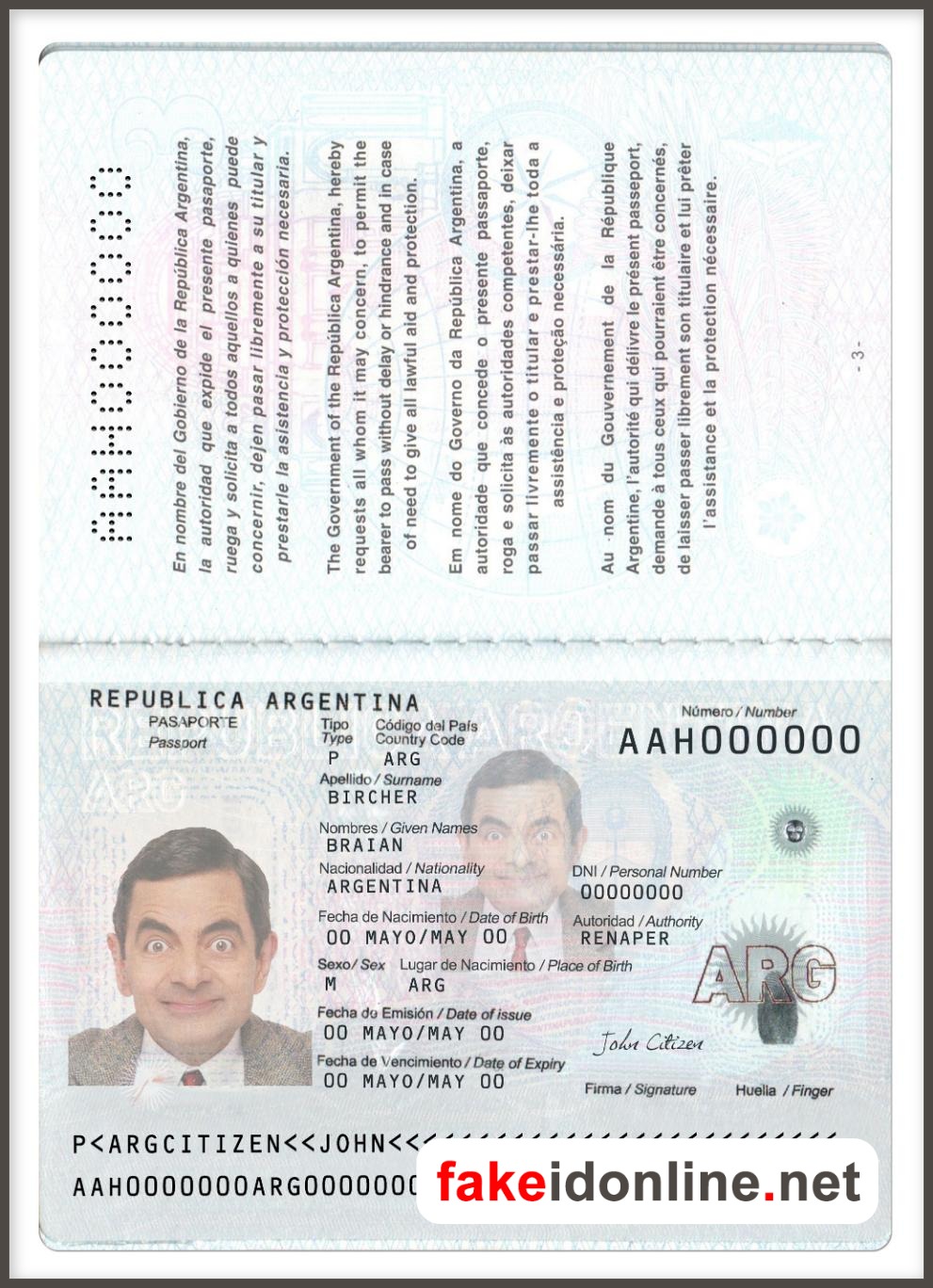 Argentina Passport Template PSD